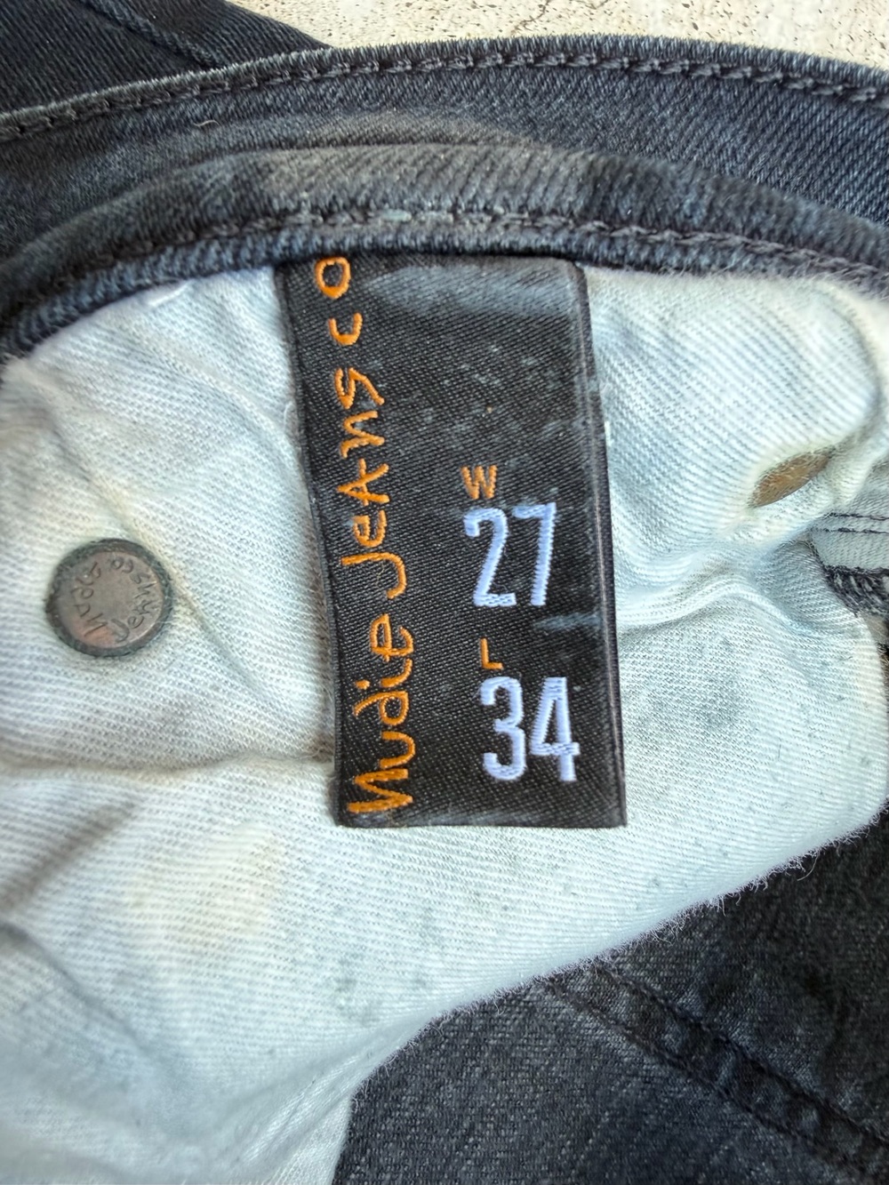 Nudie Jeans High Kai Skinny Black Organic Cotton W26 Hemmed Distressed - Picture 4 of 14